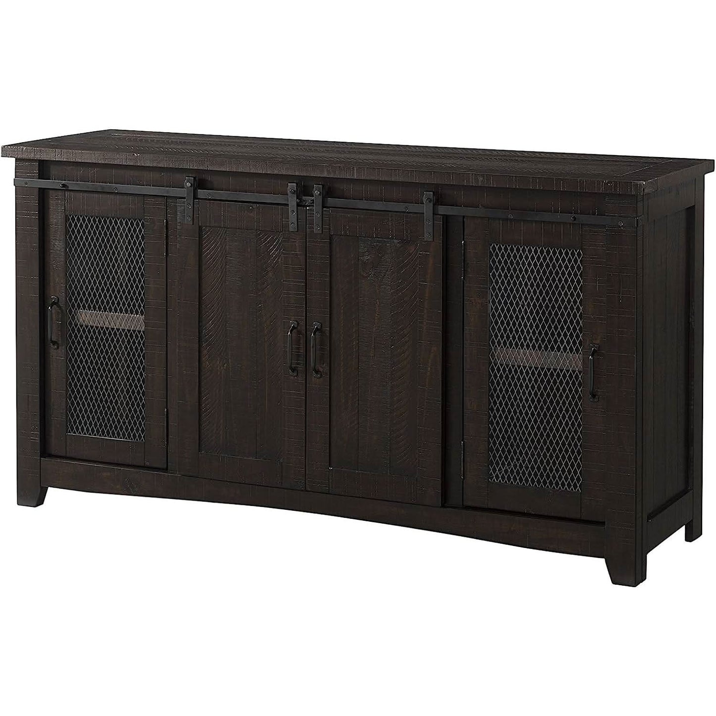 Espresso TV Stand With Sliding Barn Doors Solid Pine