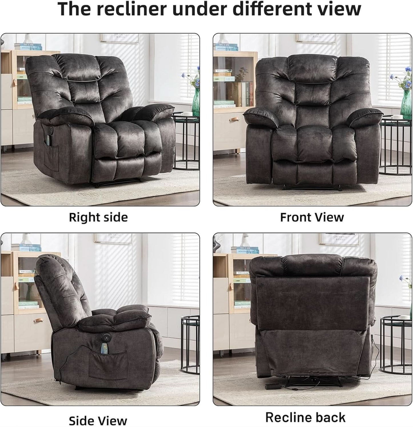 Oversized 41 Inch Power Recliner With Massage And Heat