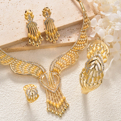 Copper Figaro Chain Jewelry Set with Necklace, Bracelet, Ring and Earrings