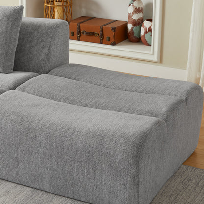 Sofa Oversized Chenille Gray 3 Seat 107 In No Assembly Pocket Spring