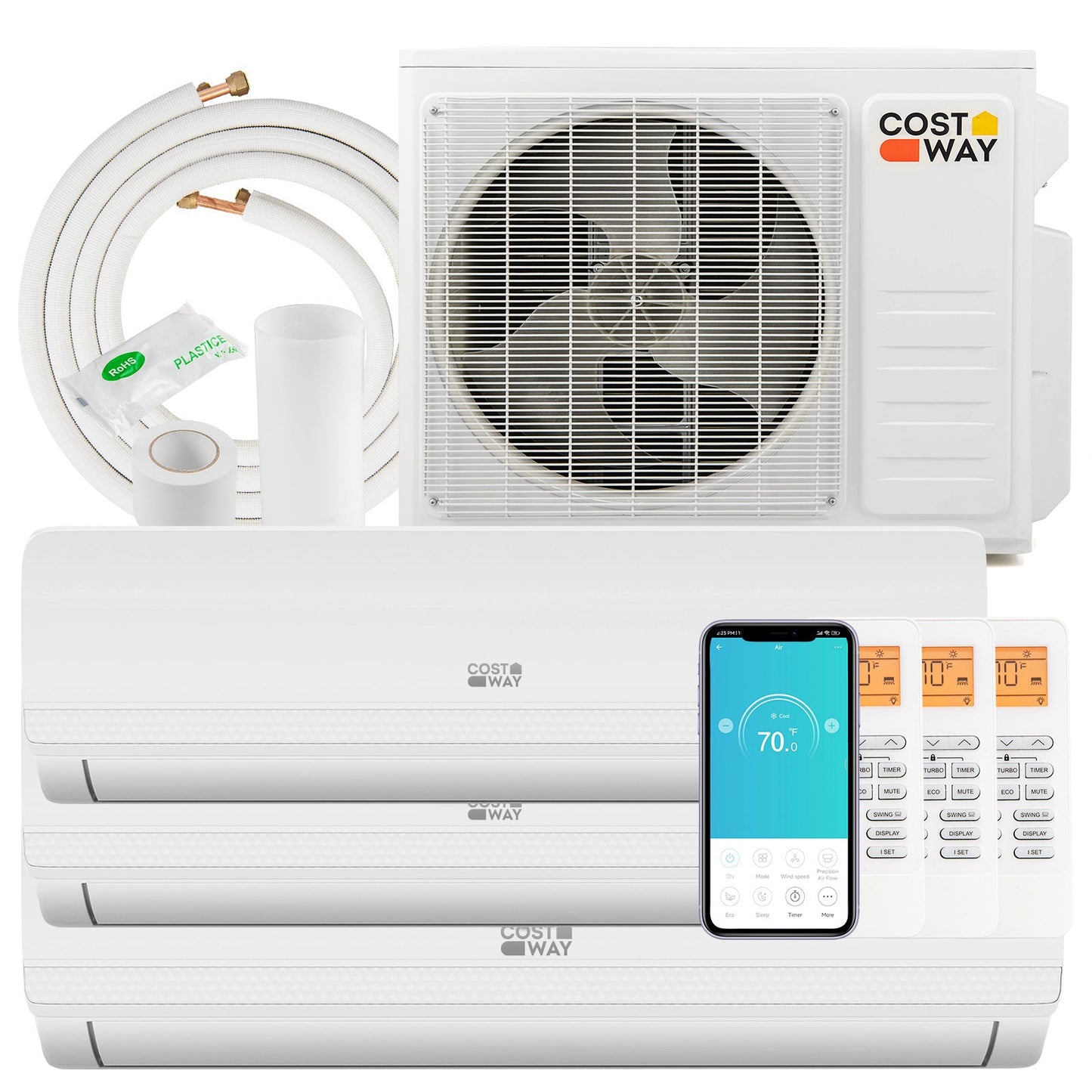 36000 BTU 3 Zone 19 SEER2 Mini Split AC with Heat Pump