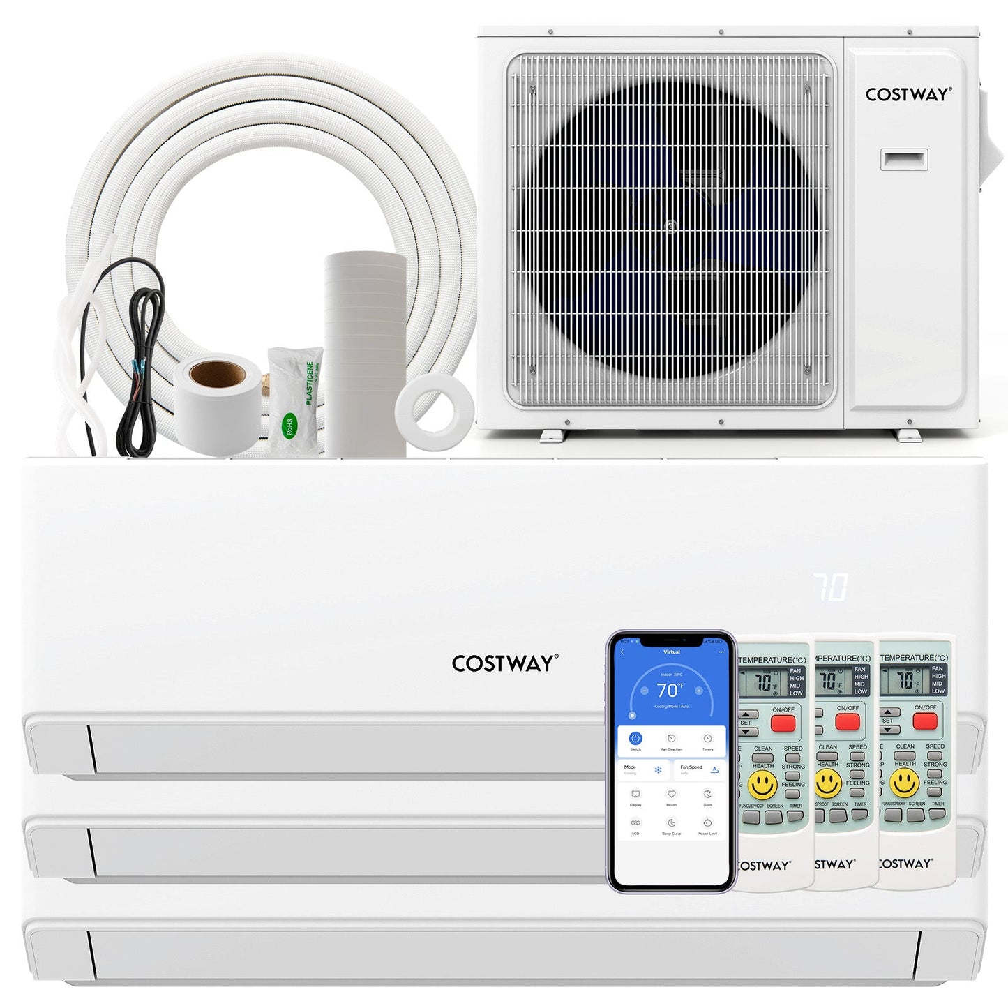 36000 BTU 3 Zone 23 SEER2 Mini Split Air Conditioner Wifi Enabled with Heat Pump