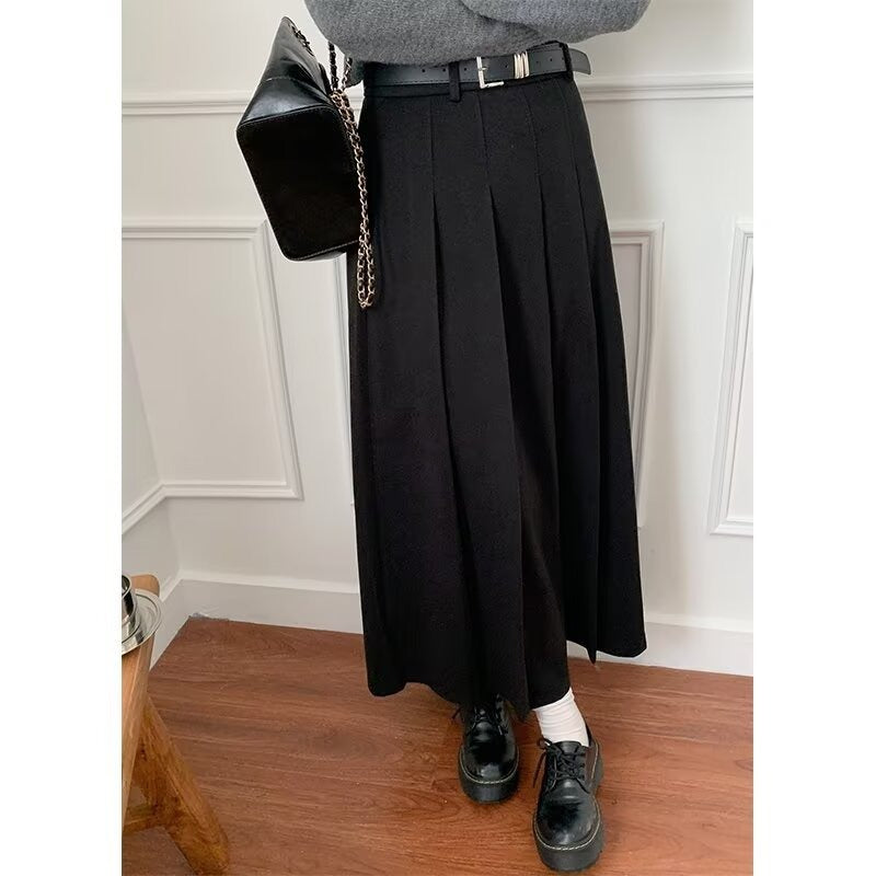 Womens Fashionable Casual Wool Plus-Size Skirt