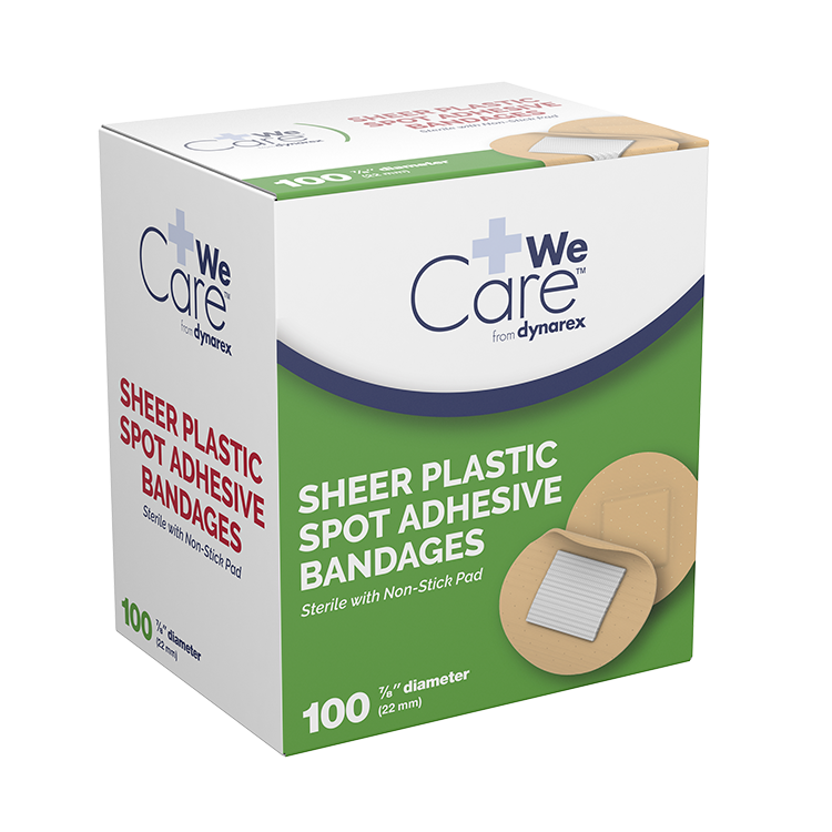 Dynarex Sheer Spot Bandages - Sterile, 7/8" Spot - 100ea/bx, 48bxs/cs (4800)