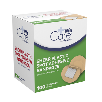 Dynarex Sheer Spot Bandages - Sterile, 7/8" Spot - 100ea/bx, 48bxs/cs (4800)