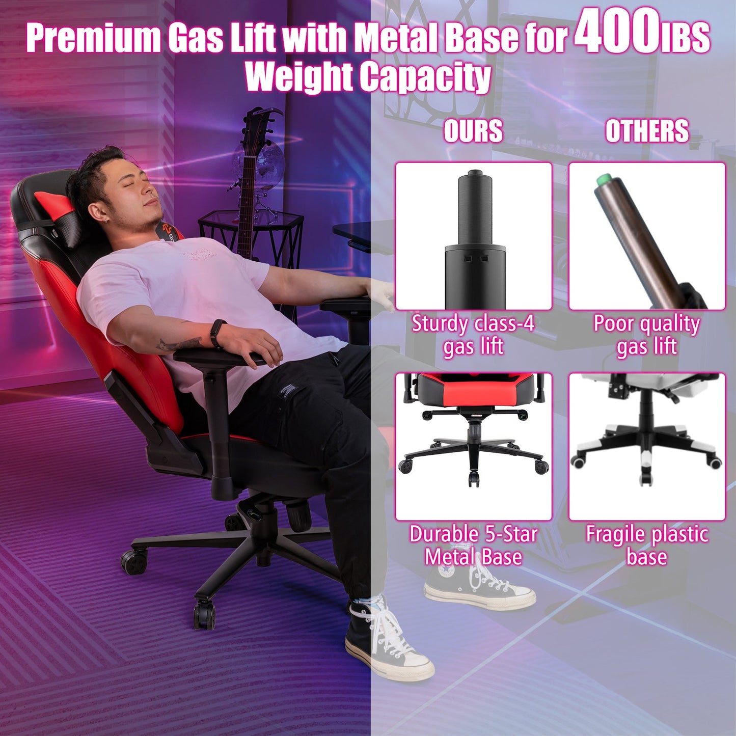 360¬∞ Swivel Computer Chair with Casters for Office Bedroom-Red