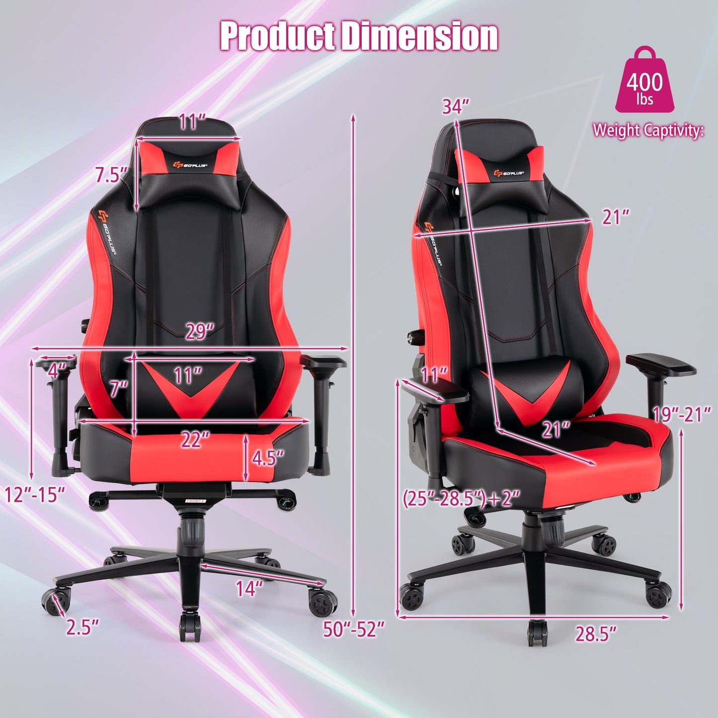 360¬∞ Swivel Computer Chair with Casters for Office Bedroom-Red