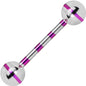 Silver Purple Striped Titanium Barbell Tongue Ring