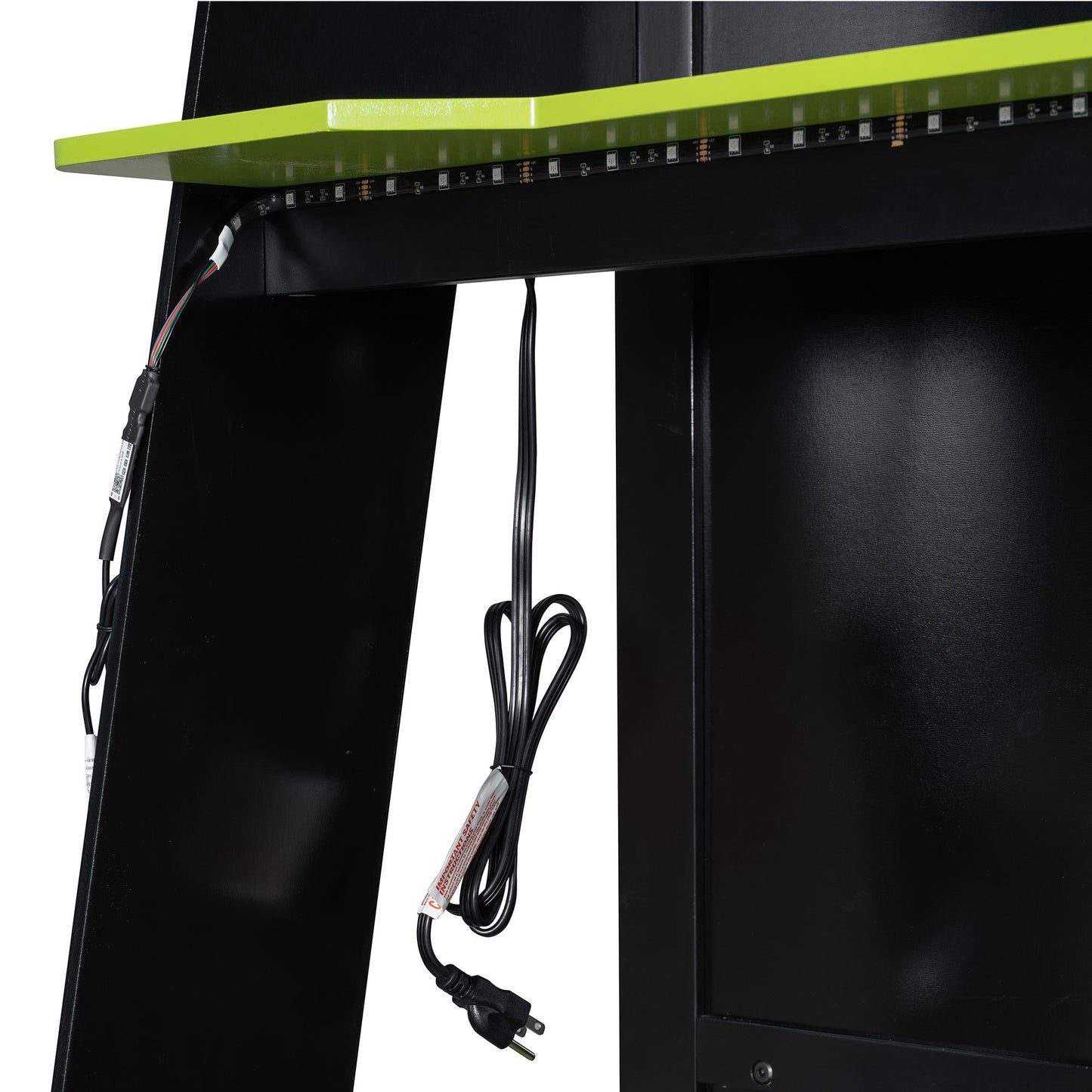 Twin Size Wood Loft Bed with Desk, Multi-storage Shelves and RGB Light, Green