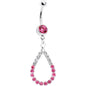 Clear Pink Jeweled Teardrop Belly Ring