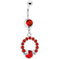 Red Gem Wrap Me in Love Heart Dangle Belly Ring