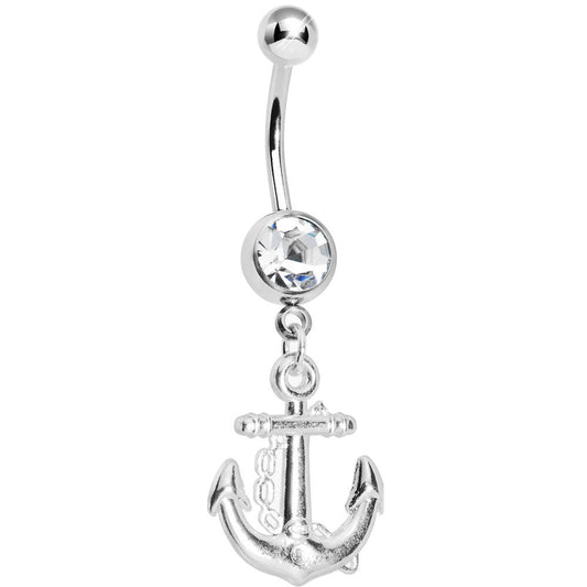 Crystalline Gem Anchor Belly Ring