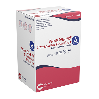 Dynarex View Guard Transparent Dressings - Sterile, 2 3/8" x 2 3/4" - 100ea/bx, 4bxs/cs (400 Count)