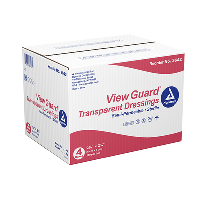 Dynarex View Guard Transparent Dressings - Sterile, 2 3/8" x 2 3/4" - 100ea/bx, 4bxs/cs (400 Count)