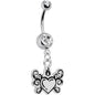 Crystalline Gem Tribal Flame Heart Belly Ring