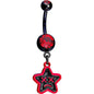 Red Gem Unhappy Face Star Belly Ring