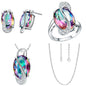 LuxeVerdant™ Pear-Cut Emerald & Gold Halo Jewelry GIFT Set | Elegant Emerald Green Necklace and Earring Gift Set for Women