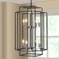 Chandelier 8-Light Black Chrome Geometric Industrial Metal Pendant 18 In