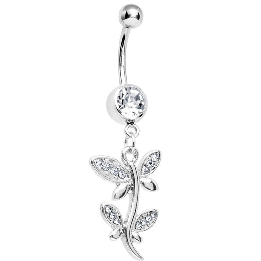 Crystalline Gem Flowering Butterfly Belly Ring