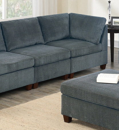 Sofa Modular Chenille Gray 8-Piece Chaise Ottoman