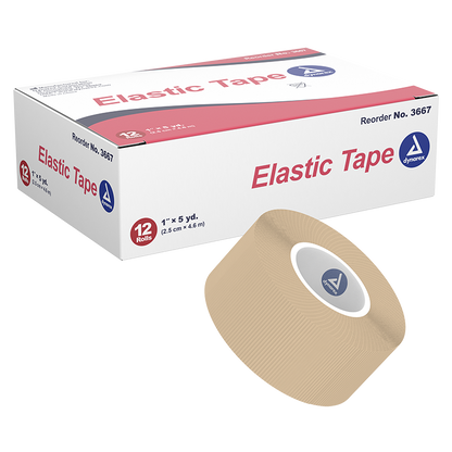 Dynarex Elastic Tape, 1" x 5yds - 12ea/bx, 12bxs/cs (144 Count)