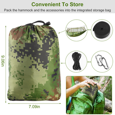 600lbs Load 2 Persons Hammock w/Mosquito Net Outdoor Hiking Camping Hommock Portable Nylon Swing Hanging Bed w/ Strap Hook Carry Bag
