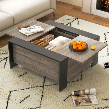 36.5 Inch Coffee Table with Sliding Top and Hidden Compartment