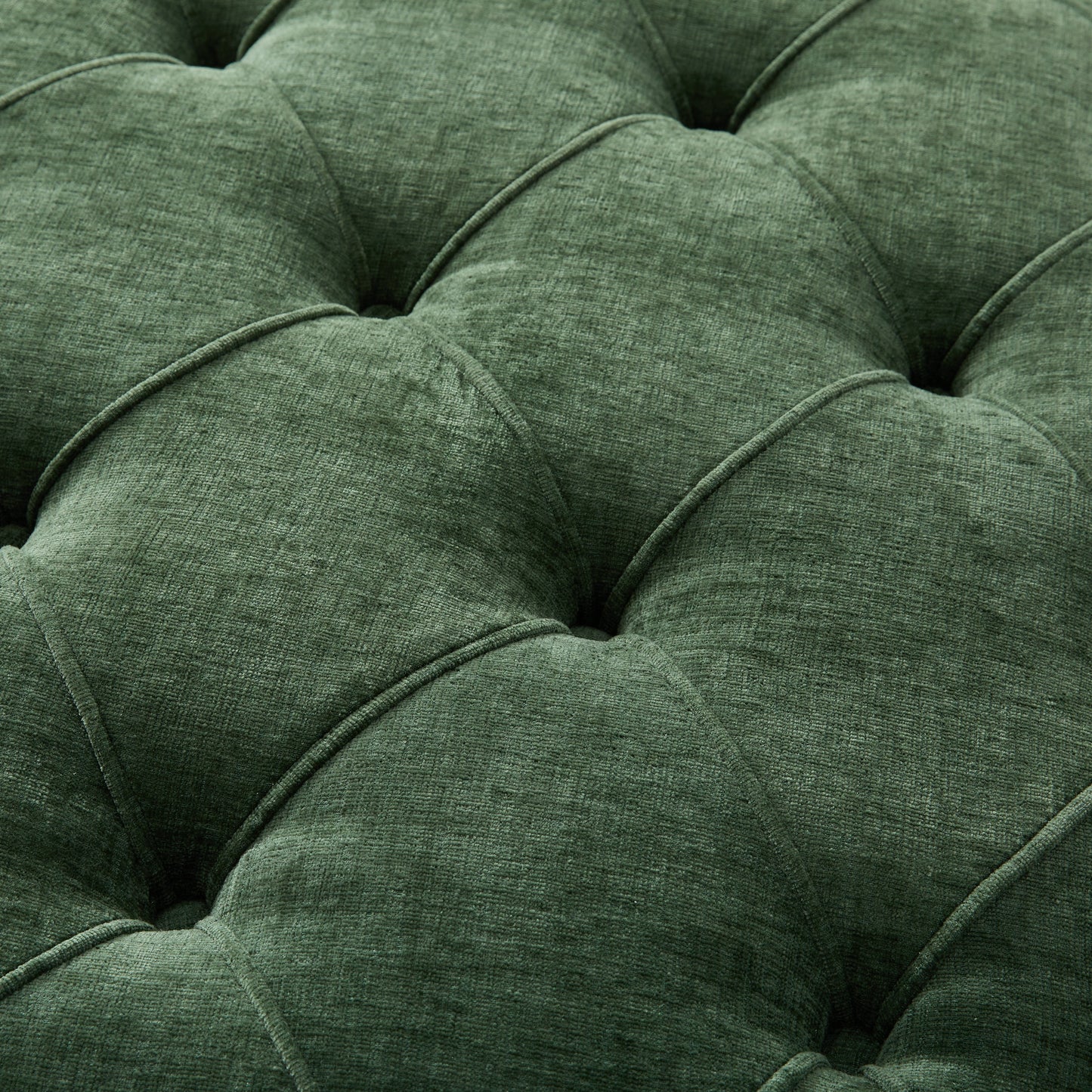 32' Round Tufted Ottoman with Solid Wood Legs, Chenille Fabric Footrest