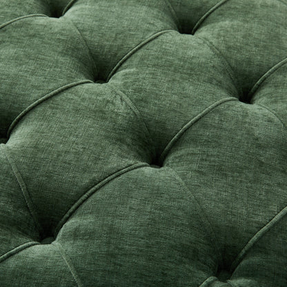 32' Round Tufted Ottoman with Solid Wood Legs, Chenille Fabric Footrest