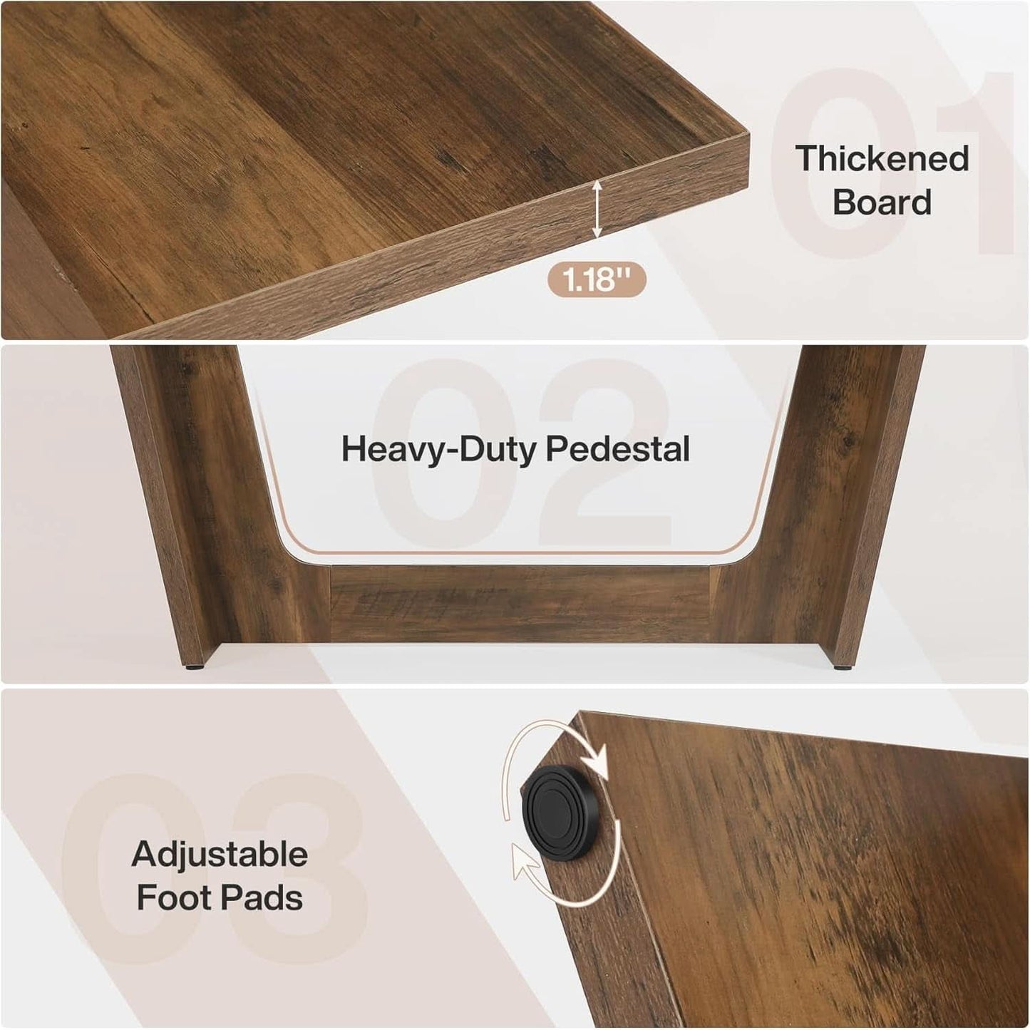 71 Inch Brown Executive Wood Computer Desk For Home Office