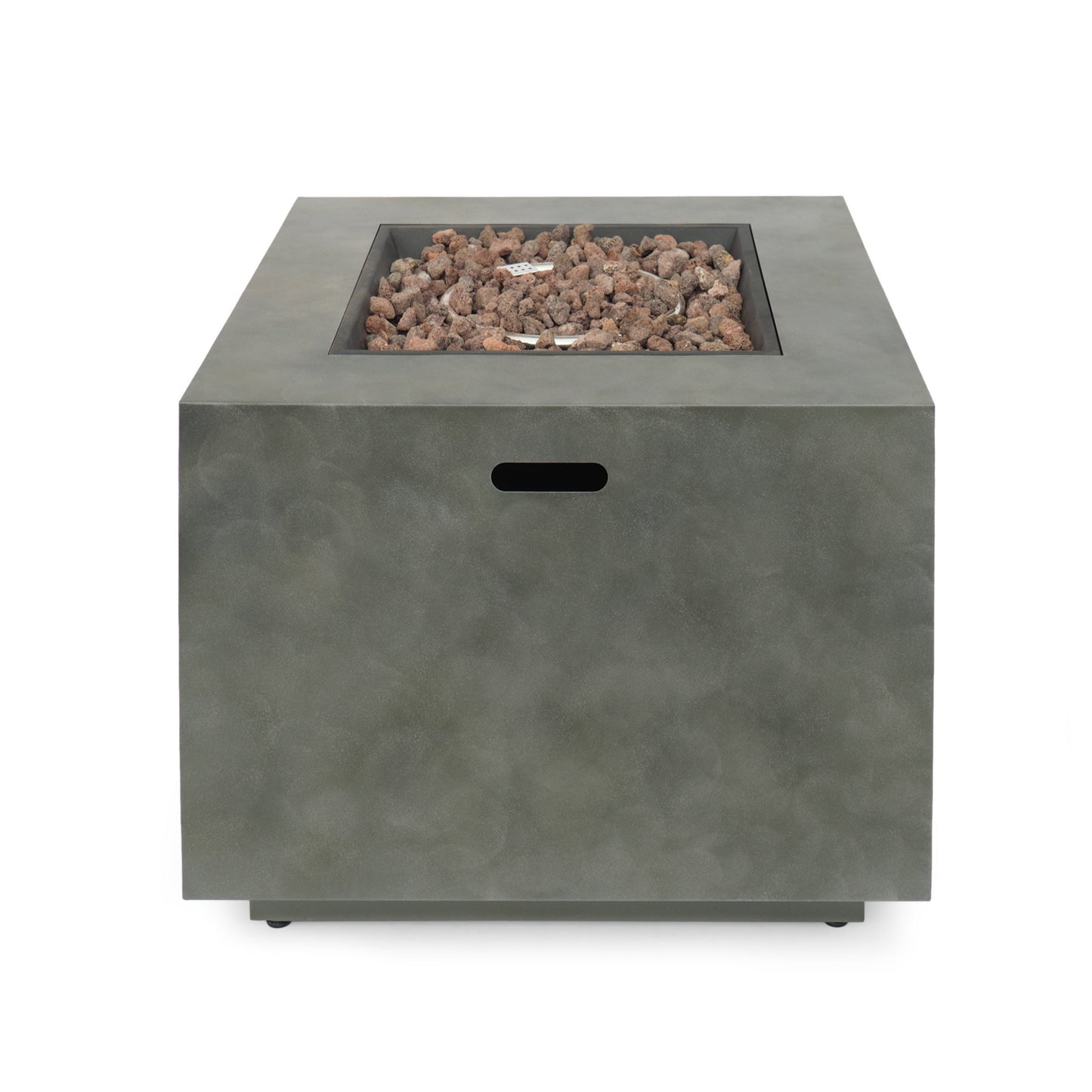 Modern Iron Square Fire Pit 50000 BTU, Stone Gray, 31x31x24