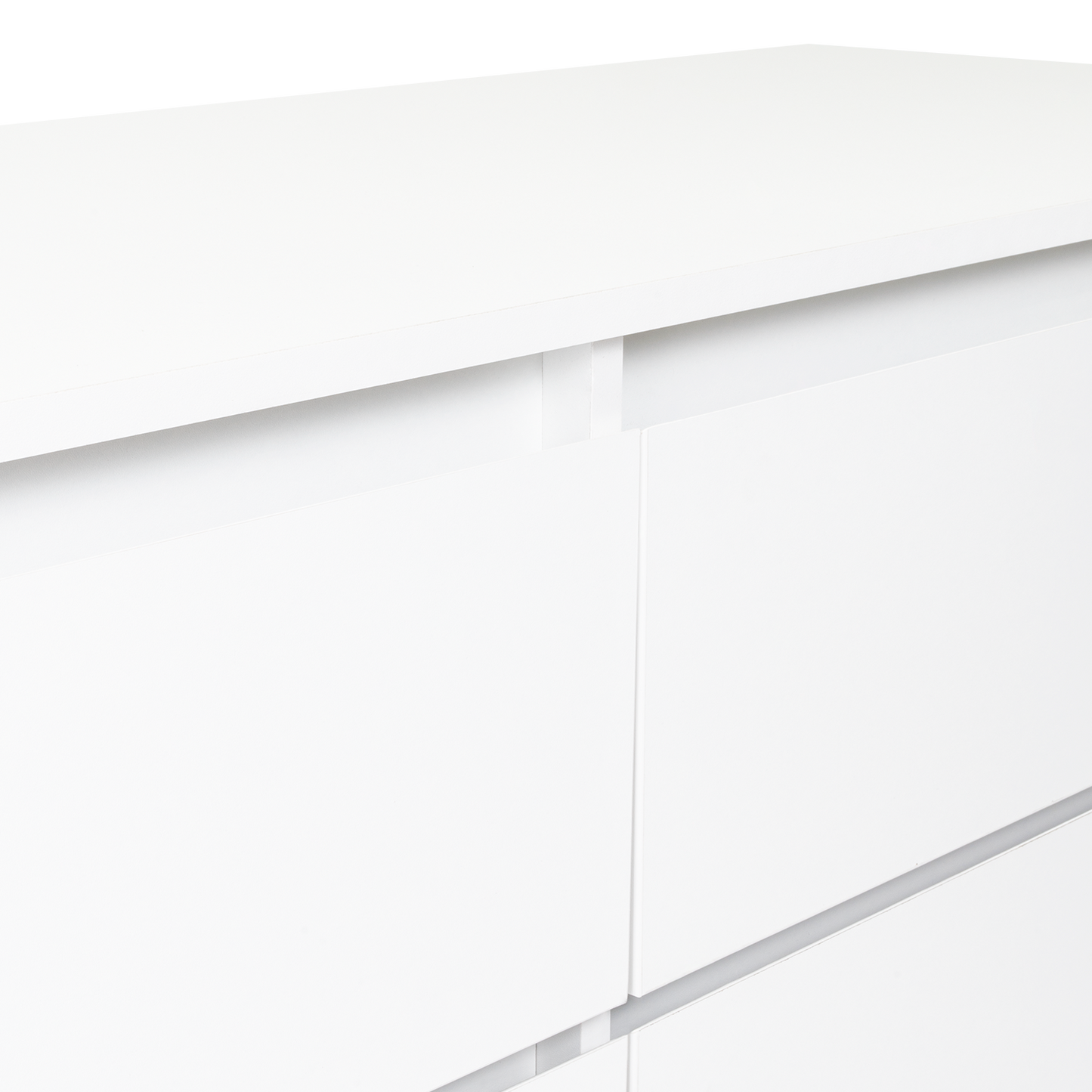 Dresser Minimalist Set of 2 6-Drawer White Particle Board Metal Legs 60.4 In