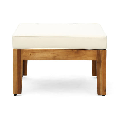 Outdoor Patio Set L-Shape Acacia Wood Teak Beige Cushions 3 Piece