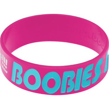 Pink Aqua Boobies Rock Breast Cancer Bracelet