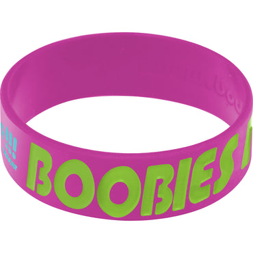 Purple Green Boobies Rock Breast Cancer Bracelet
