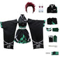 Cosplay Costume Anime Kimono Halloween Off Shoulder Skirt Shinobu Outfit With Earings (3XL Green-w)