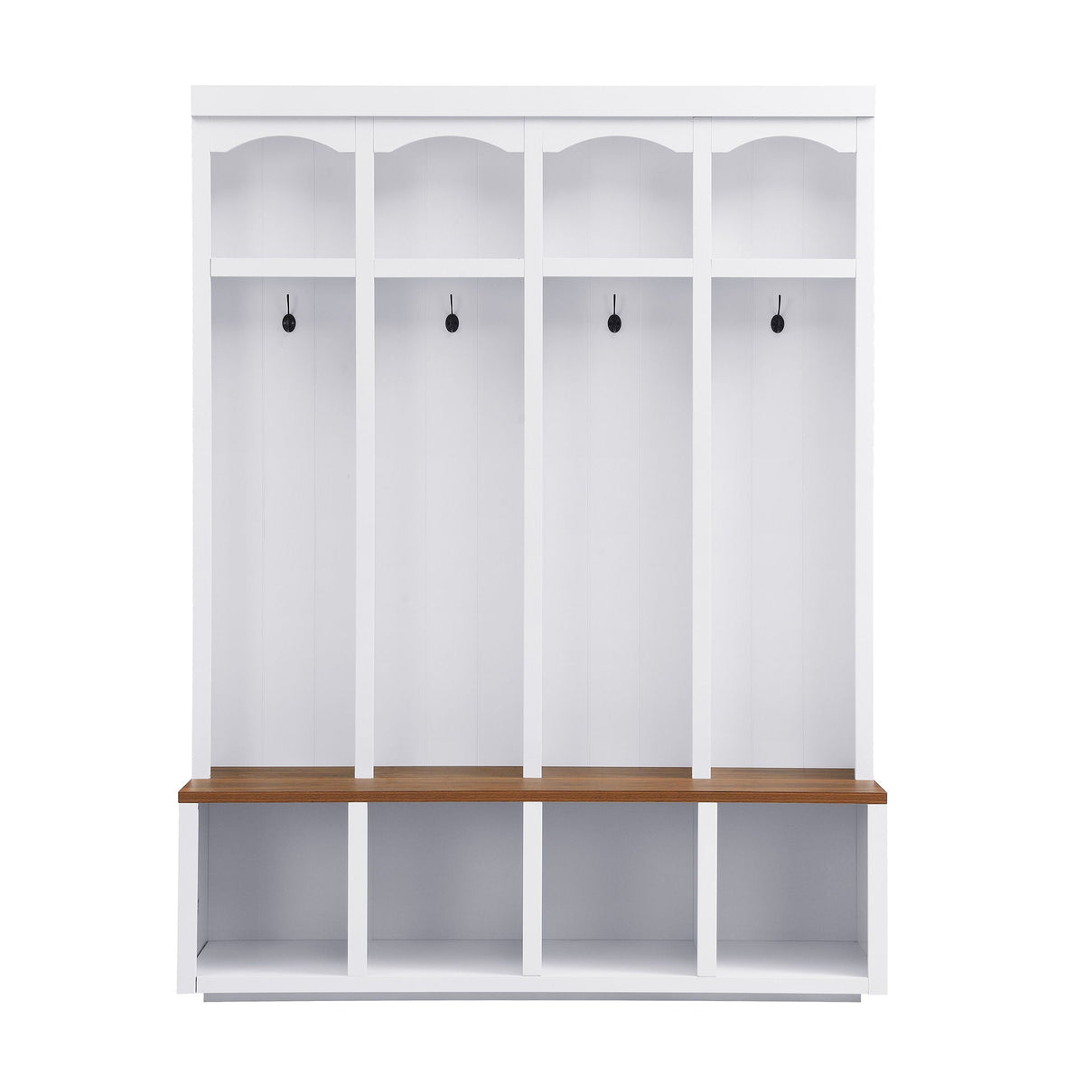 Entryway Hall Tree With Bench, 4 Hooks & Open Storage Space