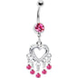Love Drops Pink Heart Chandelier Belly Ring