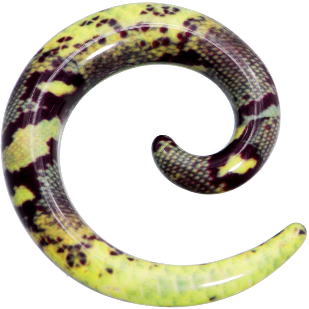 0G Green Snake Skin Acrylic Spiral Taper