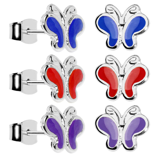 6mm Butterfly Beauty Stud Earring Set