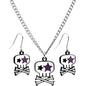 Starry Eyed Skull and Crossbones Earring and Necklace Set