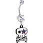 Starry Eyed Skull and Crossbones Belly Ring