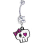 Crystalline Gem Heart Eye Bow Skull Belly Ring