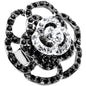 Black and Clear Crystal Flower Bloom Adjustable Ring