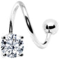 14G 7/16 Clear Gem Pinnacle Spiral Twister Belly Ring