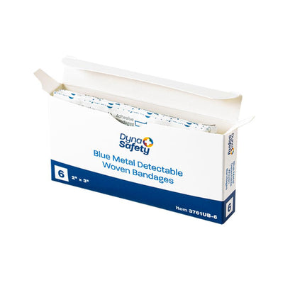 Dynarex Blue Metal Detectable Woven Bandage XL, 2" x 3" - 6ea/bx, 50bxs/cs (300 Count)