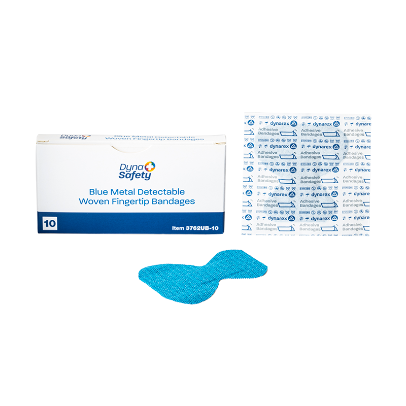 Dynarex Blue Metal Detectable Woven Bandage Fingertip - 10ea/bx, 50bxs/cs (500 Count)