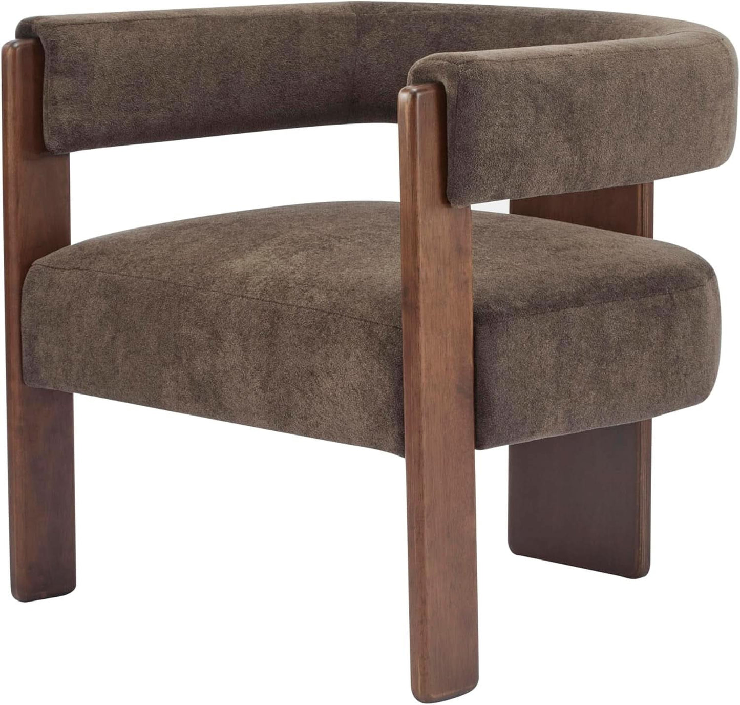 Dark Brown Velvet Upholstered Accent Chair Cushion