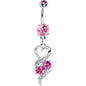 Pink Gem Heart Twist Belly Ring