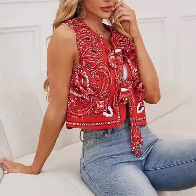 Women's New Casual Round-neck Tie-dye Printed Cotton Vest